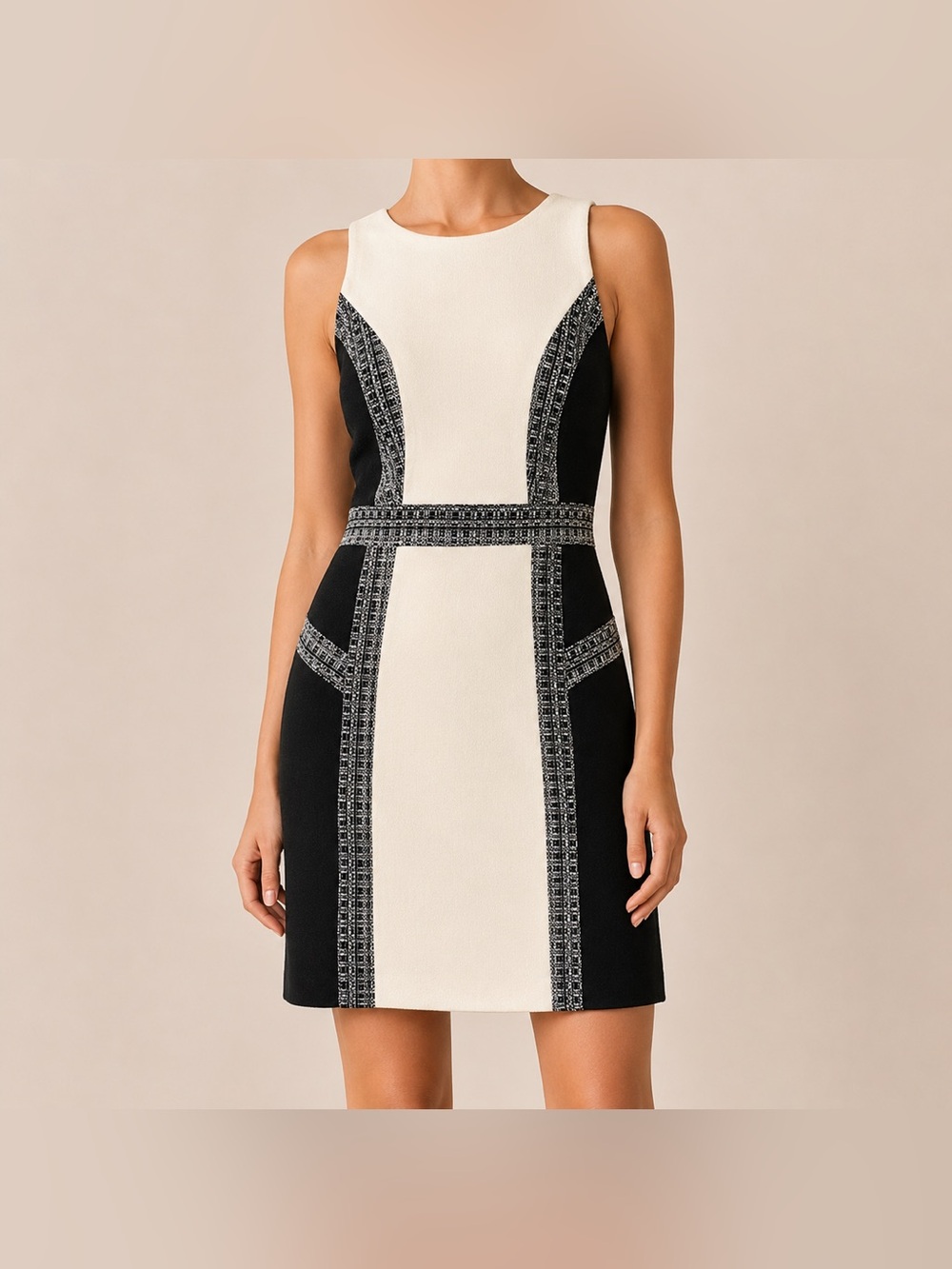 Milly Colorblock Pencil Sheath Dress Women’s 8 Tweed Mod Sleeveless Career